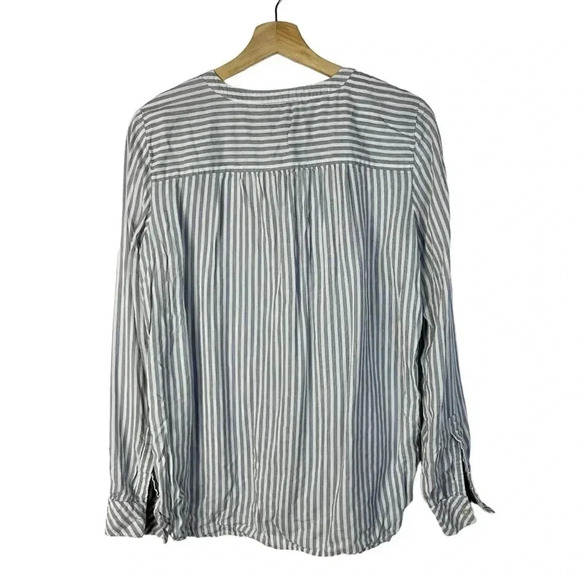 Ann Taylor LOFT Blue & White Mixed Stripe Long Sleeve Button Down S - Picture 2 of 3